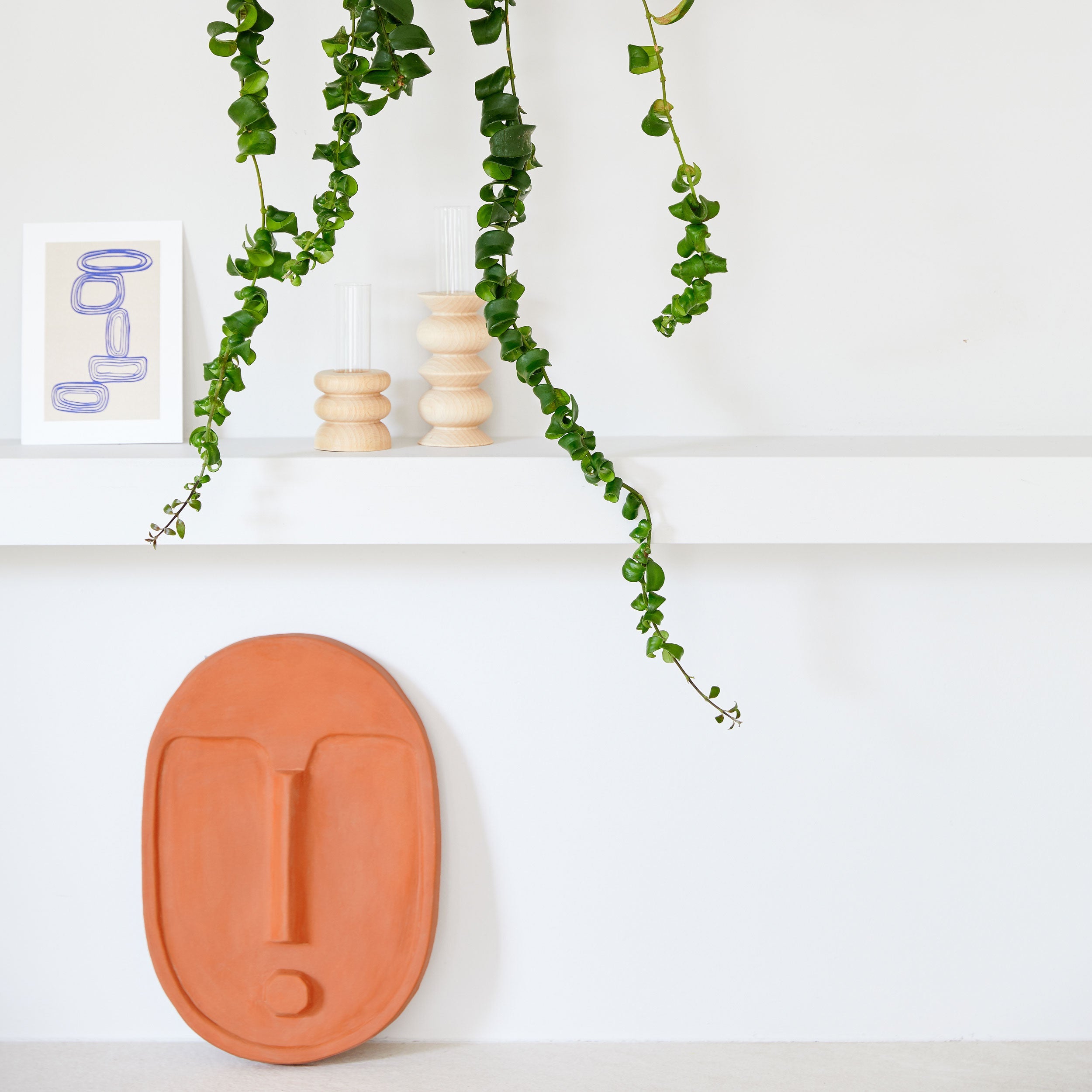 Ceramic Decorative Wall Mask - Terracotta Orange