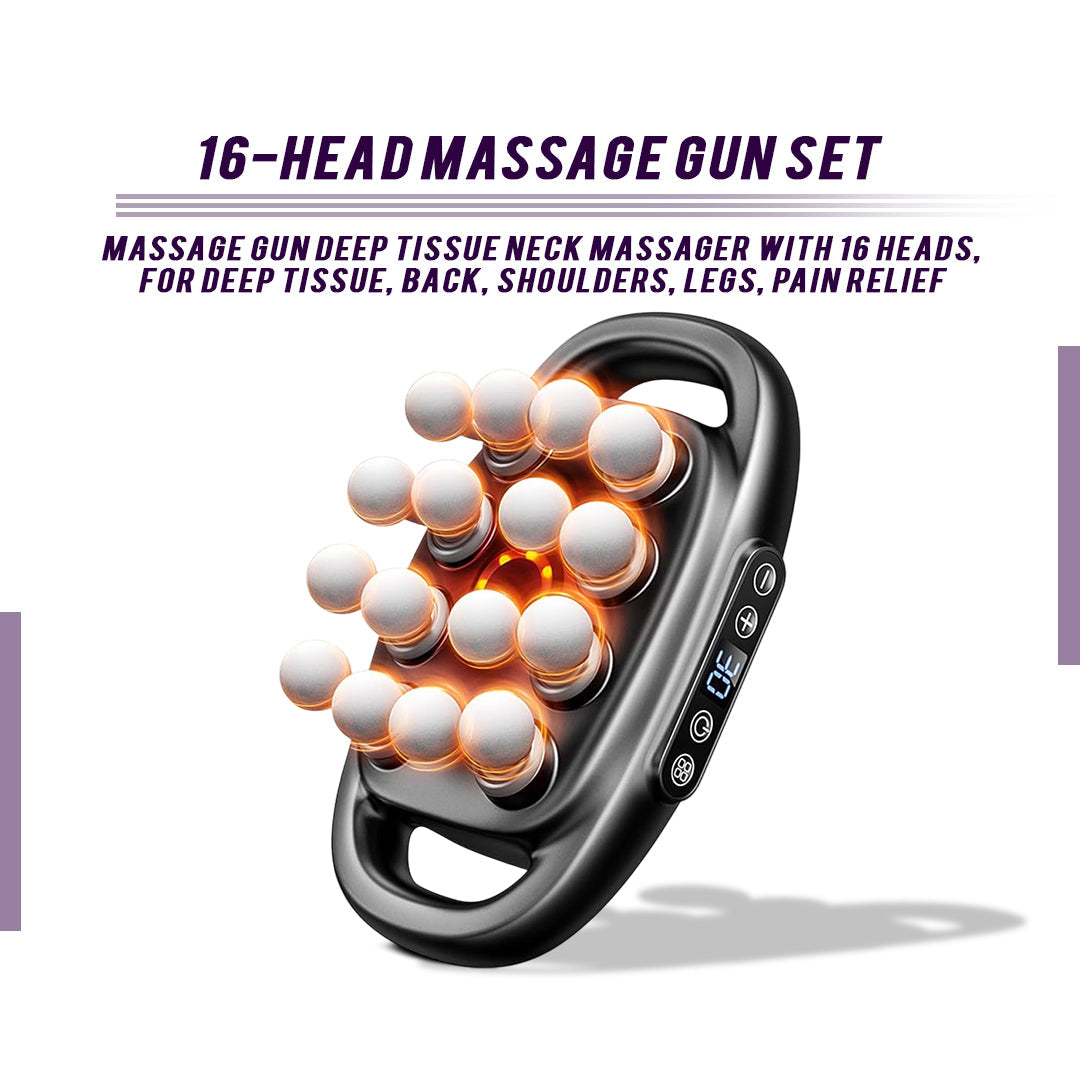 16-Head Muscle Massage Gun Deep Tissue Percussion Massager for Muscle Relaxation &amp; Recovery