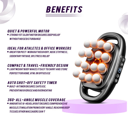 16-Head Muscle Massage Gun Deep Tissue Percussion Massager for Muscle Relaxation &amp; Recovery
