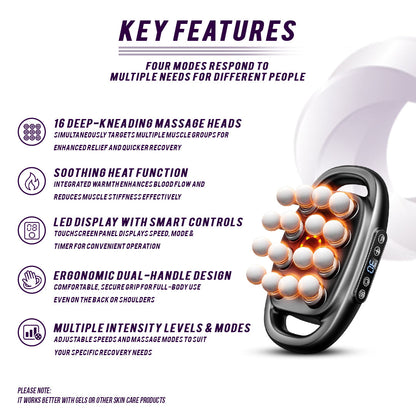 16-Head Muscle Massage Gun Deep Tissue Percussion Massager for Muscle Relaxation &amp; Recovery