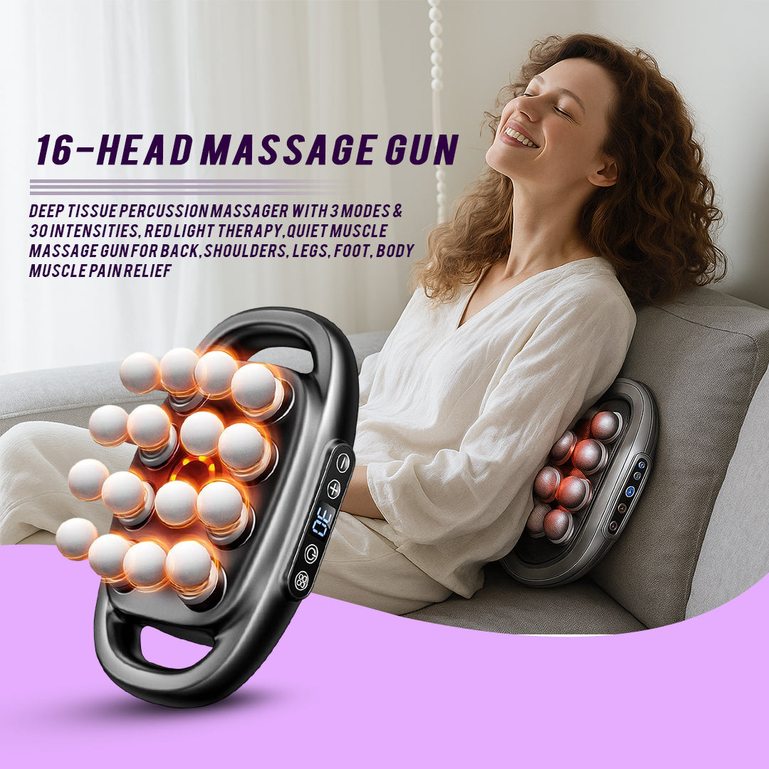 16-Head Muscle Massage Gun Deep Tissue Percussion Massager for Muscle Relaxation &amp; Recovery