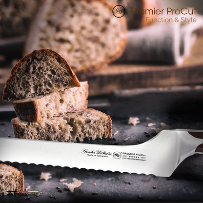 Gunter Wilhelm Premier Offset Bread Knife, 8 Inch | Dark Brown ABS Handle SKU: 30-348-1508