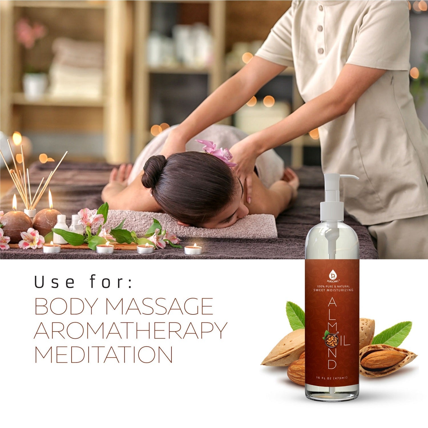 100% Pure &amp; Natural Sweet Almond oil 16 Oz.