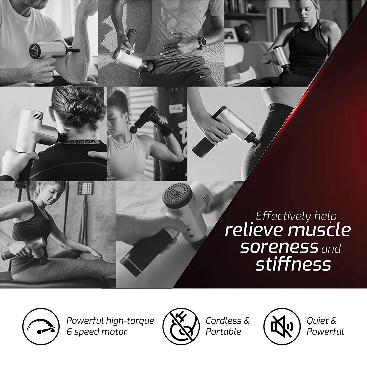 6 Speed Cordless &amp; Rechargeable Professional Massage Gun