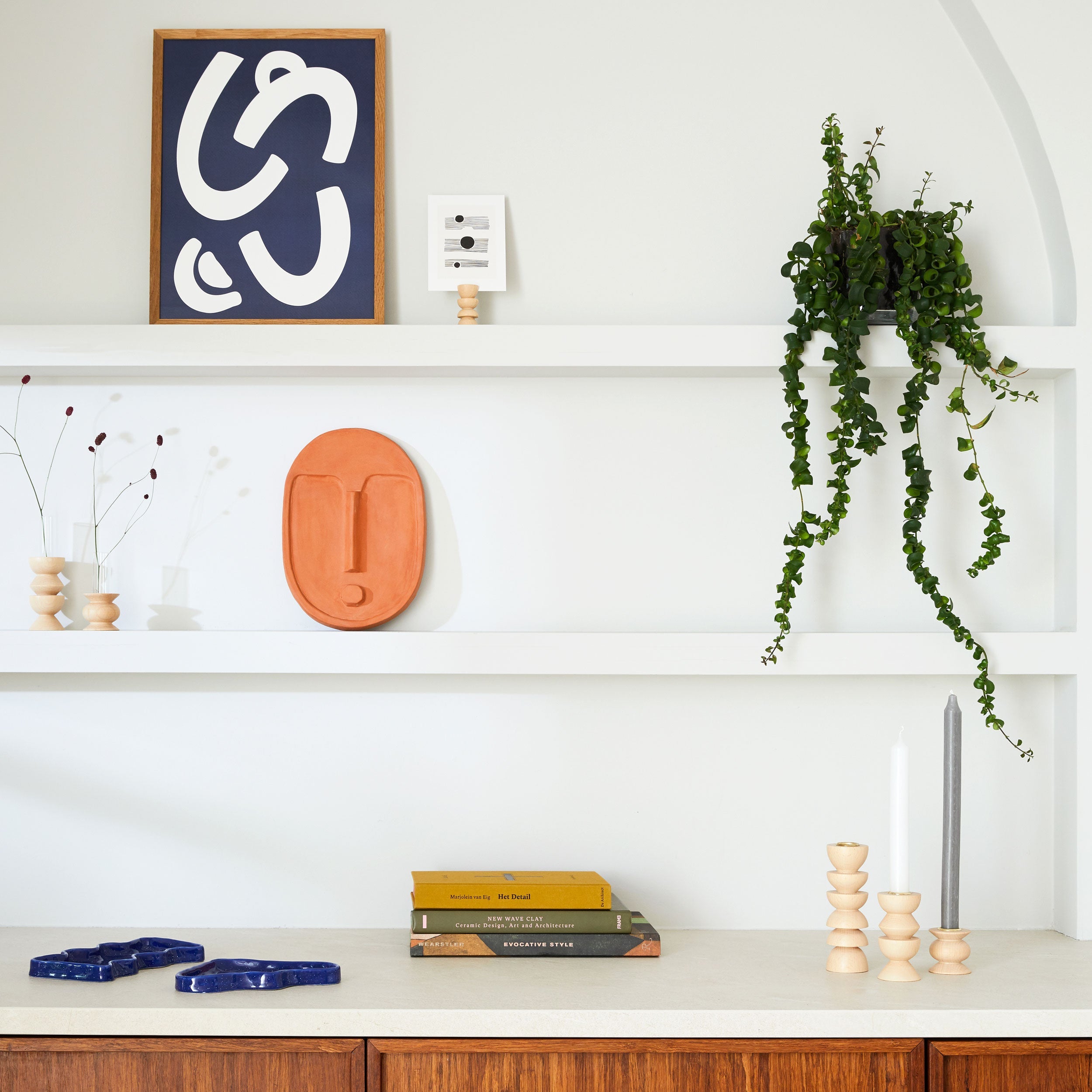 Ceramic Decorative Wall Mask - Terracotta Orange