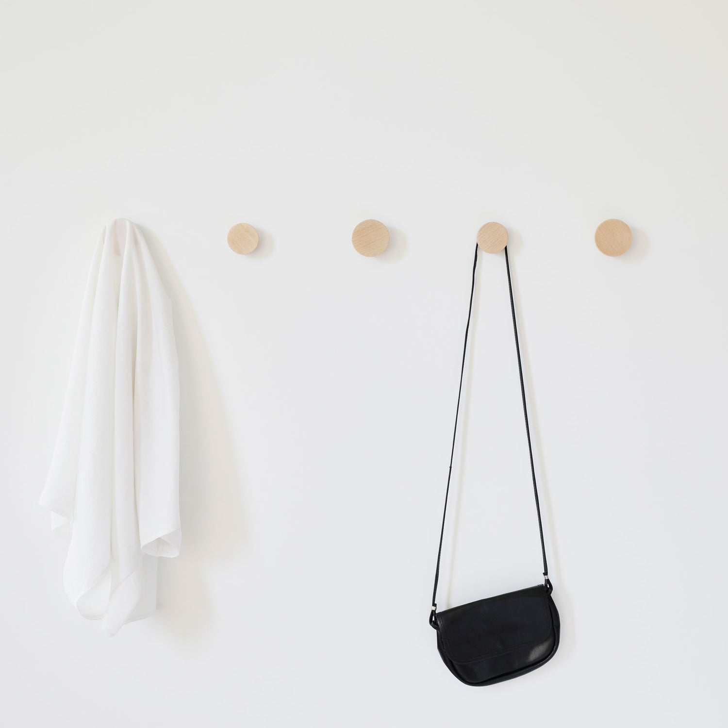 Round Beech Wood Coat Hook/Knob - Set of 2