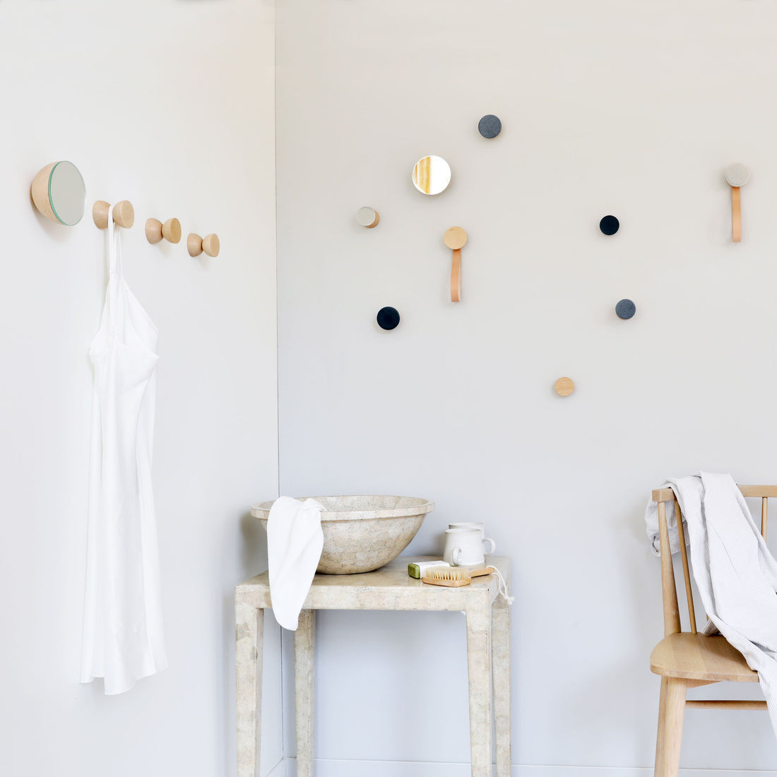 Geometric Beech Coat Hook - Set of 3