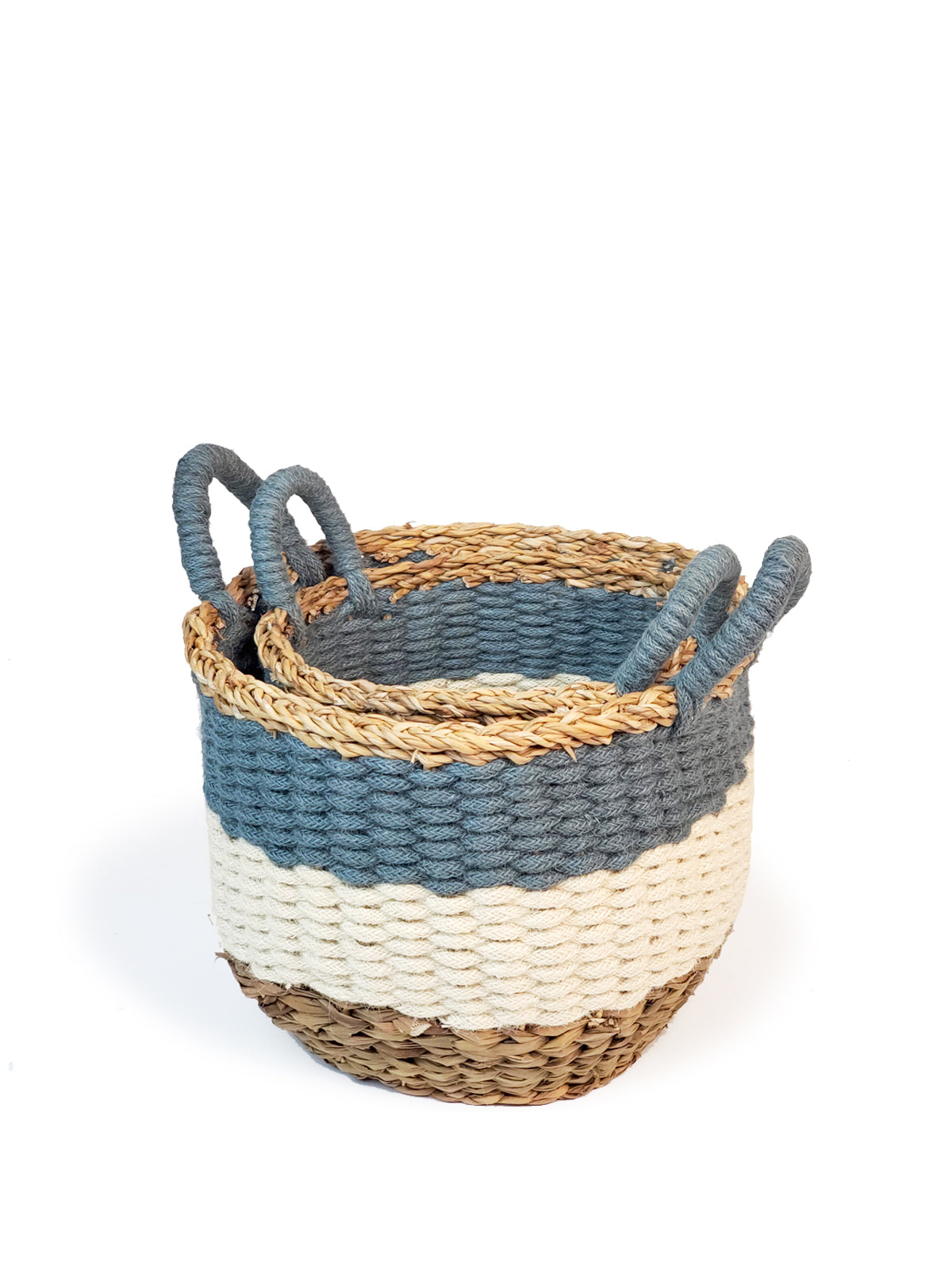 Ula Stripe Basket - Blue