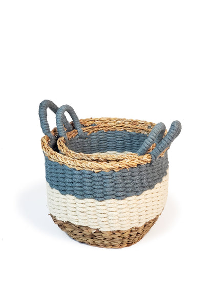 Ula Stripe Basket - Blue