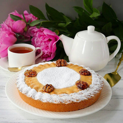 Fine Porcelain White Dessert Plate With Embossed Wide Rim 8"