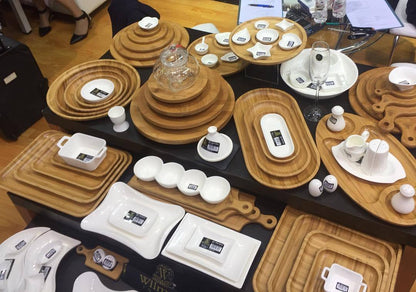 Bamboo Wood Round Platter 14"