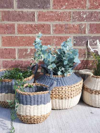 Ula Stripe Basket - Blue