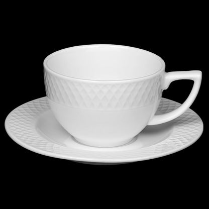 Fine Porcelain White 6 Oz Cappuccino Cup &amp; 5.5" Saucer Set Of 6 In Gift Box